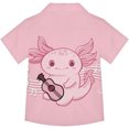 thumbnail image 4 of Kids Cartoon Graphic Print Short Sleeve Button Down Camp Collar Shirt, Lightweight Casual Loose Summer Top for Boys Girls Daily Outdoor Wear(Pink,7-8 Years), 4 of 4