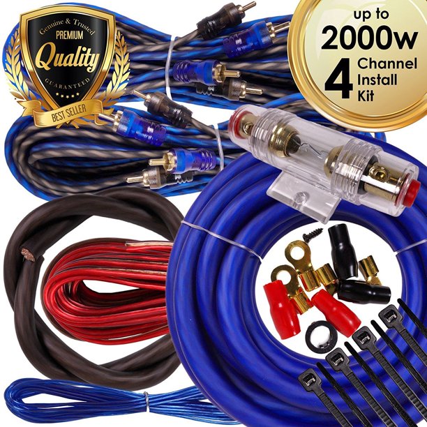 Complete 4 Channels 2000W 4 Gauge Amplifier Installation Wiring Kit Amp