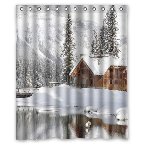 MOHome Nature landscape scenery Mountain Lake Shower Curtain Waterproof Polyester Fabric Shower