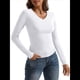 thumbnail image 1 of Camisas de Larga para Mujer, Moda de Otoño 2025, Cuello en V, Blusas Básicas, Blusas Ajustadas Y2K, Conjuntos M, 1 of 8