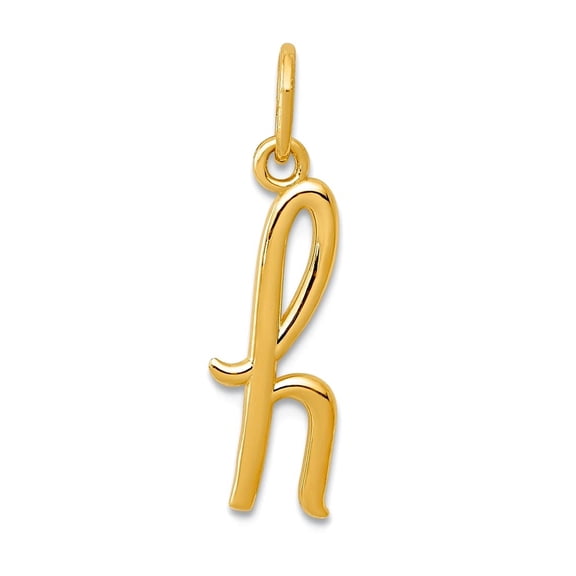 10k Yellow Gold Letter H Initial Charm Pendant Necklace for Women - .2 Grams