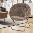thumbnail image 3 of MoNiBloom Comfy Saucer Chair, Foldable Faux Fur Lounge Chair for Bedroom Living Room, Cozy Moon Chair with Metal Frame for Kids Adults, Beige, 3 of 10