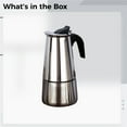thumbnail image 5 of Moka Pot Stainless Steel, Stovetop Espresso Maker Stainless Steel, Stainless Steel Espresso Maker Stove Top, 20.3 fl oz / 600 ml Moka Pot for Induction Stove, 5 of 5
