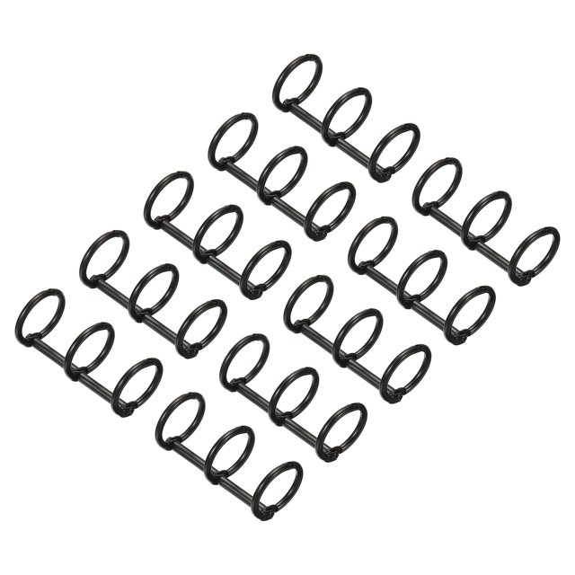 Unique Bargains 0.63' Dia. 3 Circle Detachable Metal Binder Rings Loose Leaf Rings, Black 10 Pack