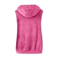thumbnail image 4 of Women Jackets Fall Polar Hooded Vest Solid Sleeveless Drawstring Waistcoat Winter Clothes, 4 of 5