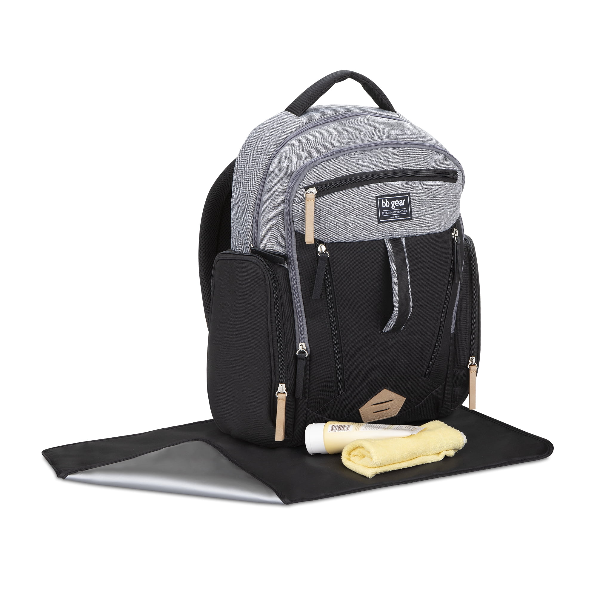 Baby Boom Backpack Diaper Bag with Adjustable Shoulder Strap, Heather Grey