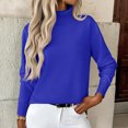 thumbnail image 2 of Womens Turtleneck Sweaters Long Sleeve Casual Soft Knit Loose Fit Basic Fall Pullover Sweater Tops Royal Blue L, 2 of 6