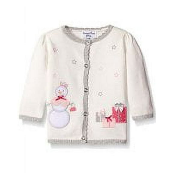 Hartstrings Infant Girls Snowman Motif Cardigan Sweater (6-9 Months)