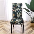 thumbnail image 2 of Chair Covers for Dining Room Set of 4, Spandex Stretch Dining Room Chair Cover, Removable Washable Kitchen Parsons Chair Covers Seat Slipcovers, Floral, Black, 2 of 6
