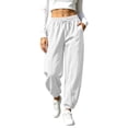 thumbnail image 2 of Pileajo Women's Casual Wide Leg Pants Drawstring High Waist Trousers Going out Jogger Pants with Side Pockets, 2 of 9