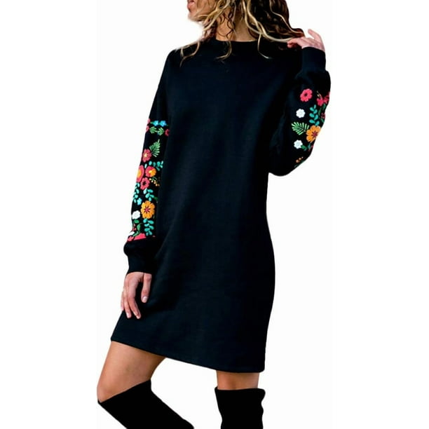 Vestido tipo jersey para mujer de invierno, manga larga, túnica