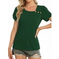 thumbnail image 3 of MOYIKO Womens Petal Sleeve Tops Summer Trendy T Shirt Casual Loose Square Neck Button Blouse Tees, 3 of 7