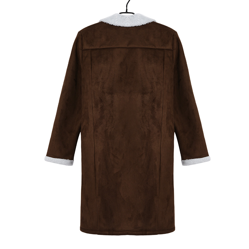 Gobestart Men's Wool Jacket Warm Winter Trench Long Outwear Button Smart Overcoat Coats - image 5 of 6