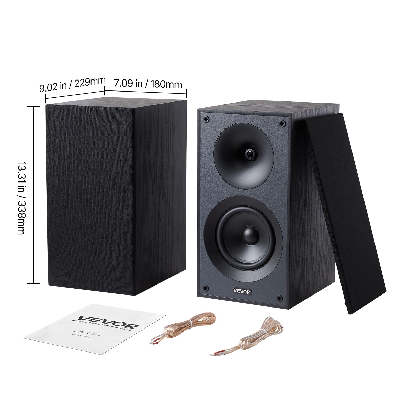VEVOR Passive Bookshelf Speaker, 300W, Book Shelf Stereo Speakers with 5.25-Inch Woofer and 1-Inch Tweeter, Detachable Grille,65Hz-20KHz Frequency Response,Wooden Enclosure,for Home Theater (1 Pair)