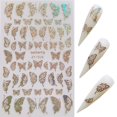 thumbnail image 3 of hojas de pegatinas adhesivas para decoración de uñas, diferentes formas de mariposa láser de Color dorado y plateado, decoración artística de uñas, 3 of 8