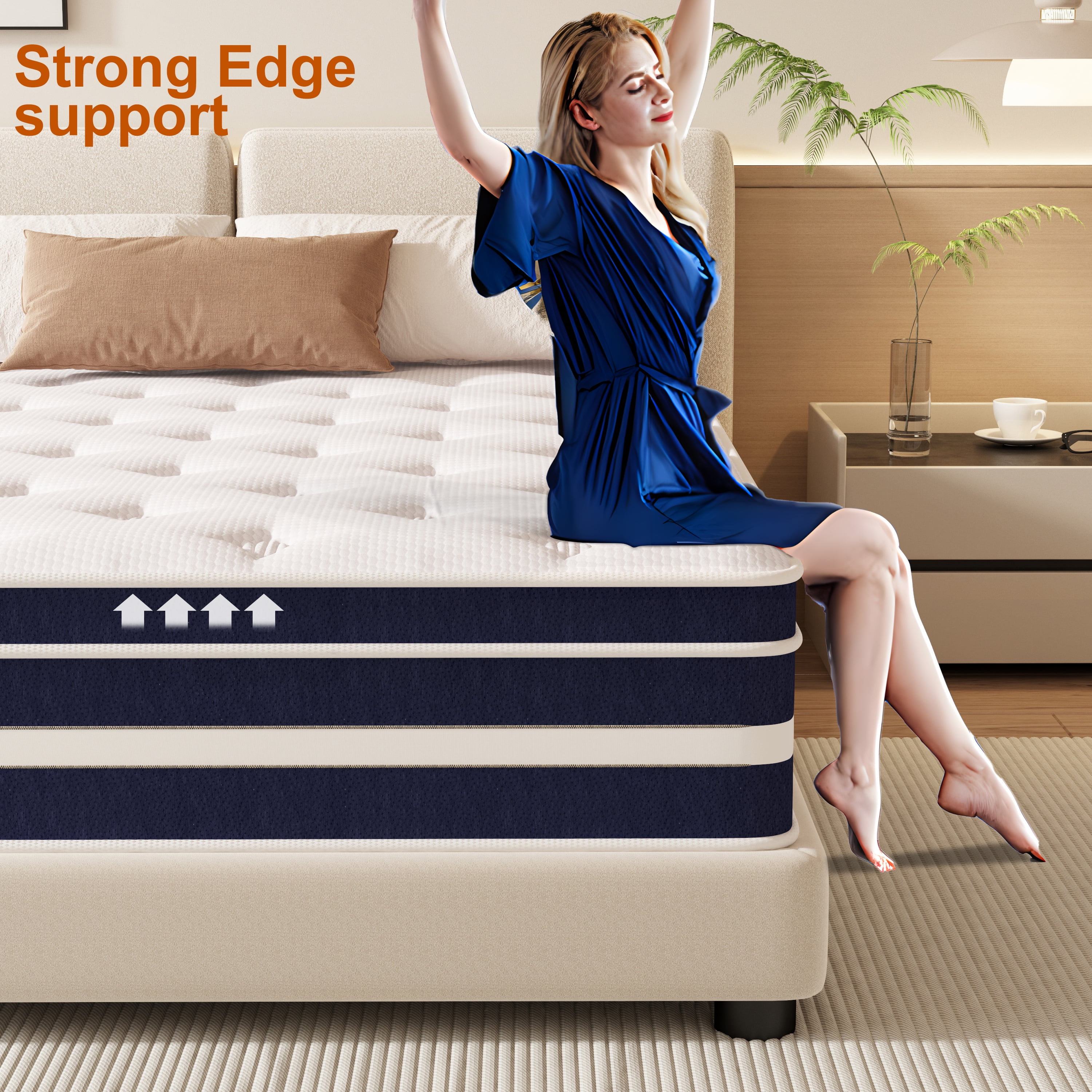 GUUKIN 14 inch Twin Mattress, Memory Foam & Spring Hybrid Medium Comfort Twin Size in a Box,Adult