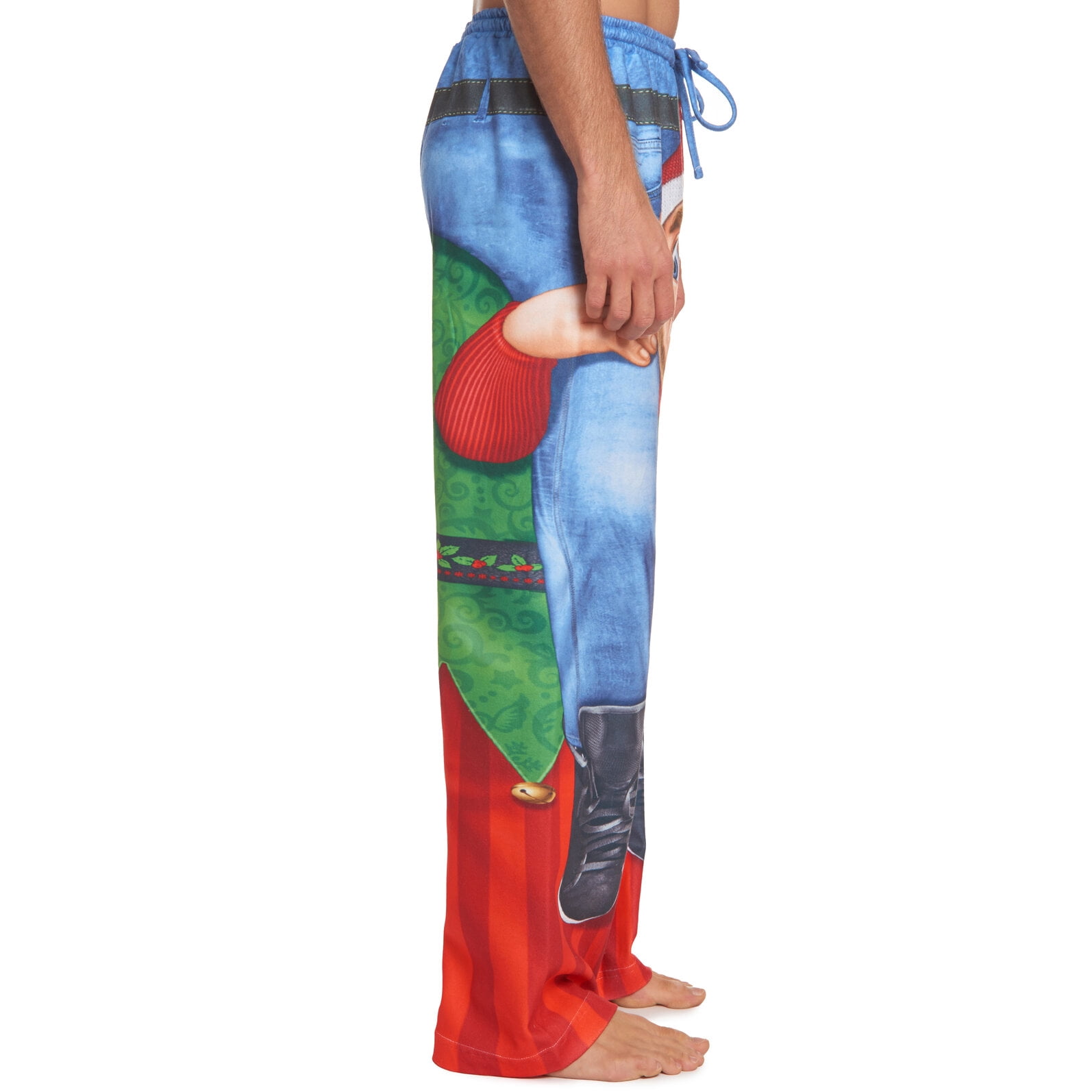 Holiday Christmas Elf Mens Fleece Pajama Pants Adult