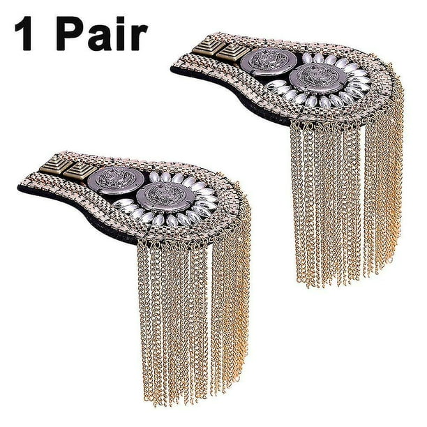 1 par de borlas con cadena de eslabones Charreteras Hombreras Insignia Flecos de metal