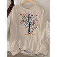 thumbnail image 2 of MORTTIC Women's Casual Long Sleeve Crew Neck T-Shirt – Butterfly & Tree Graphic Print Tee Tops, XL, 2 of 5