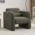 thumbnail image 4 of Euroco Modern Accent Chair Lambskin Sherpa Fabric Upholstered Comfy Reading Arm Chair Soft Padded Armchair with Back and Pillow,Seaweed Green, 4 of 9