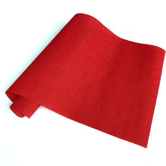 Holiday Woven Texture Design PVC Rectangular Heat Insulation Texteline Table Runner (Red)