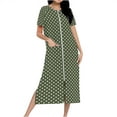 thumbnail image 2 of Camisón largo con cremallera para mujer, bata de punto, largo completo, color degradado, con bolsillos, 2 of 7