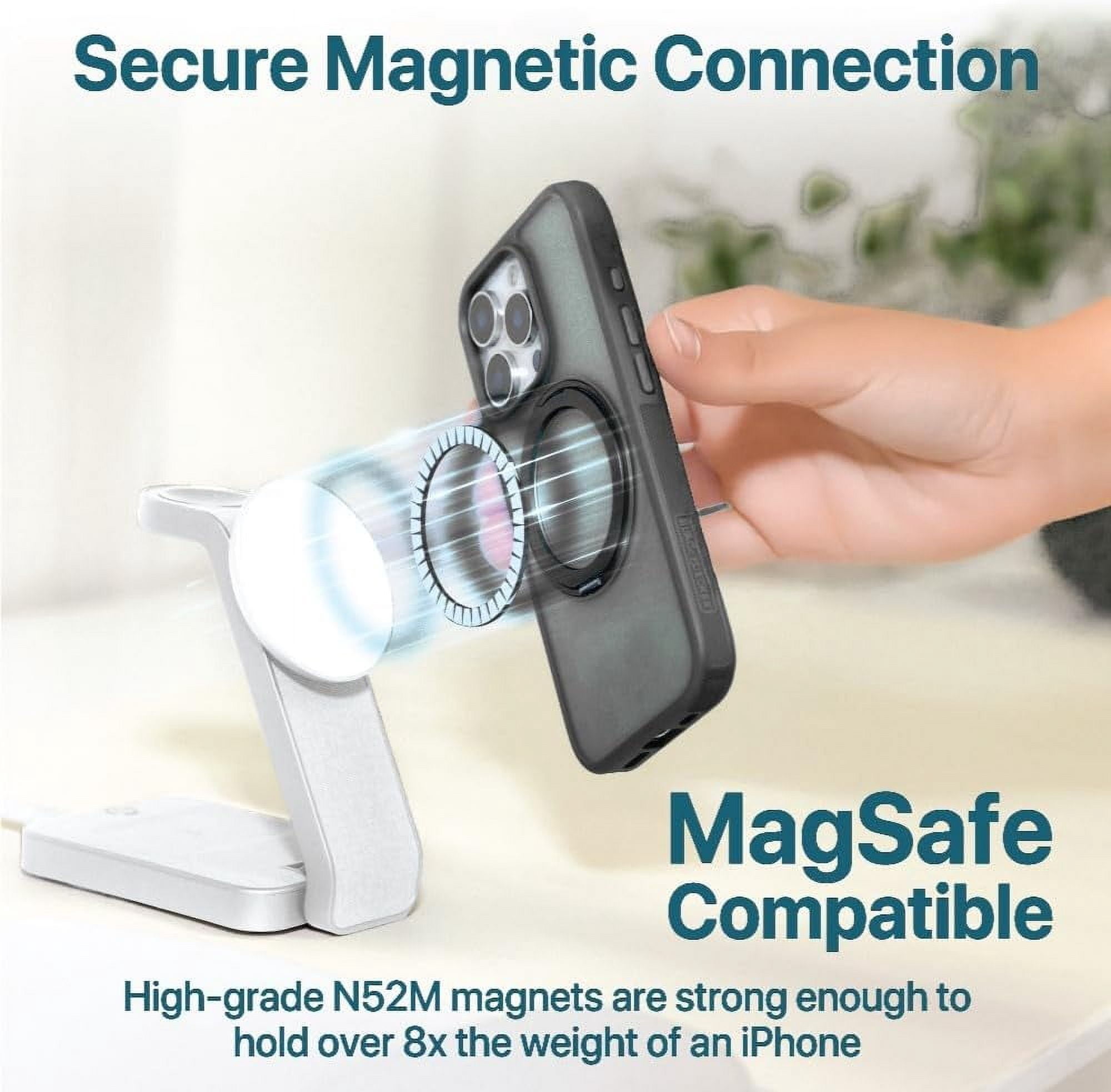 BLACK+DECKER 360°Spin Magnetic Stand for iPhone 16 Pro Case, Compatible with MagSafe Protective Stylish for iPhone16 Pro Case for Women, Ostand Kickstand Rotatable, Lanyard, Extra Buttons, Black