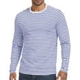 thumbnail image 4 of Guluxicc Striped Shirts for Men Classic Fit Crew Neck Long Sleeve Tops Summer Casual Outfit, 4 of 6