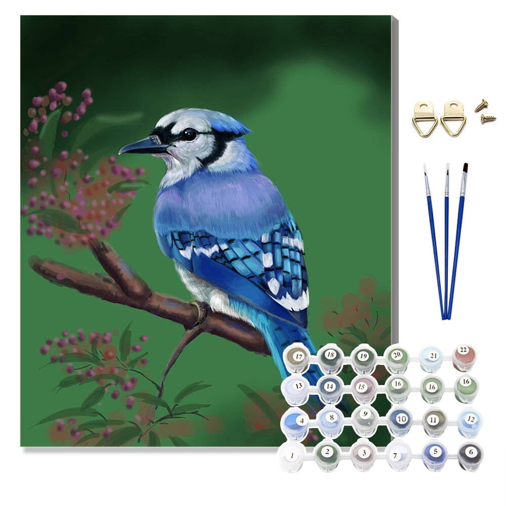Oil Paint by Number for Adults Beginner Animal Bird on the Tree of Life  16x20 Inch DIY Paint by Numbers Kit for Kids On Canvas with Brushes and