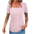 thumbnail image 2 of BEFOKA Short Sleeve Woman Shirts Squre Neck Summer Tops Ladies Pullover Sweatshirts Solid For Work Dressy Casual Beach Vacation L, 2 of 5