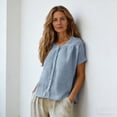 thumbnail image 5 of Kelon Short Sleeve Womens Linen Cotton Tops Vacation Casual Outfits Blouses Dressy Casual Summer Outfits 2026, 5 of 9