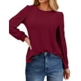 thumbnail image 3 of Fantaslook Eyelet Blouses for Women Dressy Casual Long Sleeve Shirts Crew Neck Fall Trendy Tops, 3 of 8