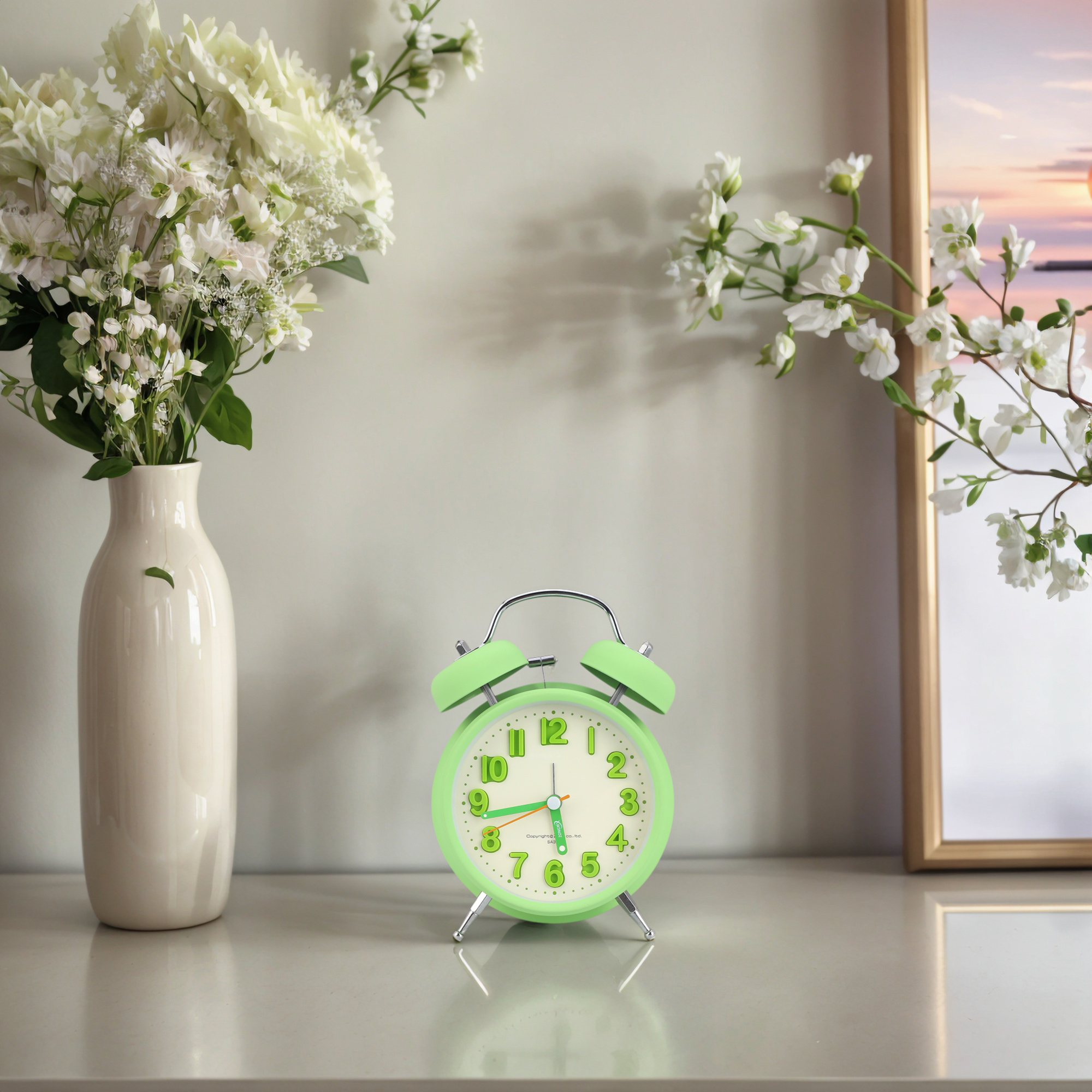 Unique Bargains Loud Alarm Twin Bell Alarm Clock Green 4.6"L x 2.2"W x 6.6"H