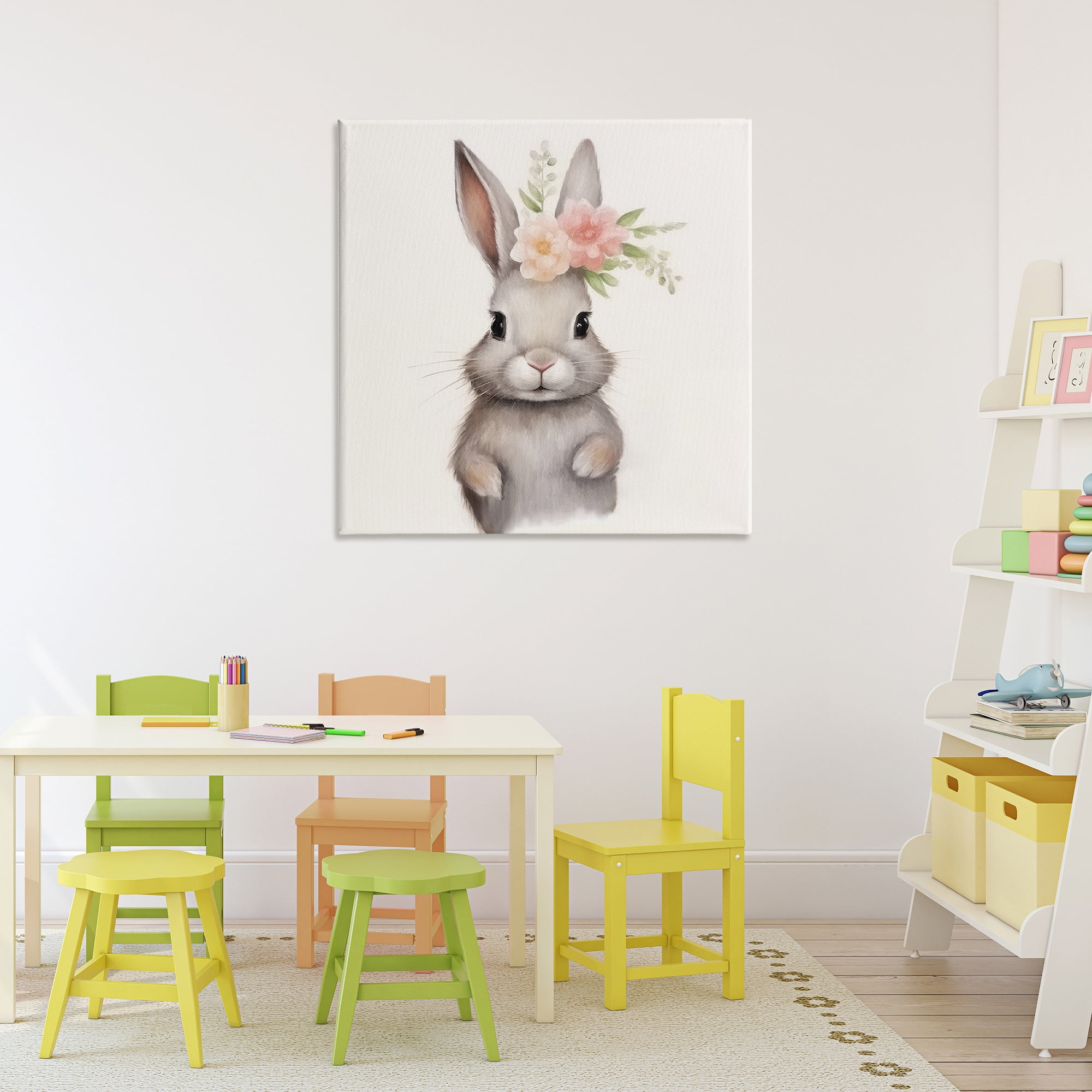 Stupell Industries Sweet Floral Crowned Bunny Canvas Wall Art, design by Lazar Studio