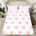 thumbnail image 2 of jejeloiu Kawaii Cartoon Bowknot Bed Sheets,Girls Pink Bow King Sheets For Girl Kids 4pcs, 2 of 7
