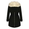 thumbnail image 3 of IROINNID Women's Hooded Parka Coat Solid Color Long Sleeve Warm Autumn And Winter Jacket Draw Back Outerwear Zipper Cardigan Keep Warm Pocket ooo, Black, 3 of 3
