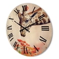 thumbnail image 3 of Designart 'Portrait of A Giraffe With Orange Flowers' Farmhouse Wood Wall Clock, 3 of 5