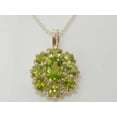 thumbnail image 2 of LBG Ladies Solid 925 Sterling Silver Natural Peridot Large Cluster Pendant Necklace, 2 of 5