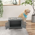 thumbnail image 2 of Dog Bed PawHut Large Elevated Dog Bowls with Storage Cabinet Containing Large 37L Capacity, Raised Dog Bowl Stand Pet Food Bowl Dog Feeding Station, Gray,Large Dog Bed, 2 of 10