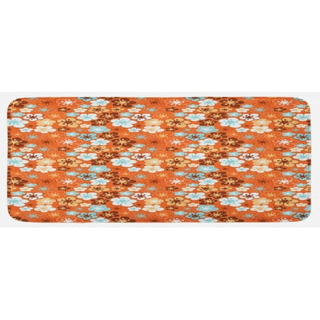 

Orange Kitchen Mat Old Fashioned Doodle Flora Abstract Blooming Meadow in Summer Theme Plush Decorative Kitchen Mat with Non Slip Backing 47 X 19 Sky Blue Orange Brown by Ambesonne