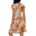 thumbnail image 5 of LNWUY Summer Dresses for Women 2026 Casual Loose Cap Sleeve Sundress Swing Button Down Floral Dress Beach Vacation Travel Outfit Orange L, 5 of 6