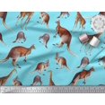 thumbnail image 3 of Soimoi Blue Poly Georgette Fabric Kangaroo & Giraffe Animal Print Fabric by Yard 42 Inch Wide, 3 of 3