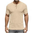 thumbnail image 3 of BRGZLK Mens Quarter Knit Henley Shirts Short Sleeve Slim Fit Henley Tops Casual Business Button Fitness Solid Color Summer Muscle Gym Athletic Tee Shirt, 3 of 7