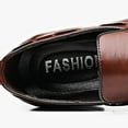 thumbnail image 2 of Sexlip Men's Leather Tassel Slip-On Dress Shoes, Wide Block Heel Pointy Toe, Brown 47, 2 of 10