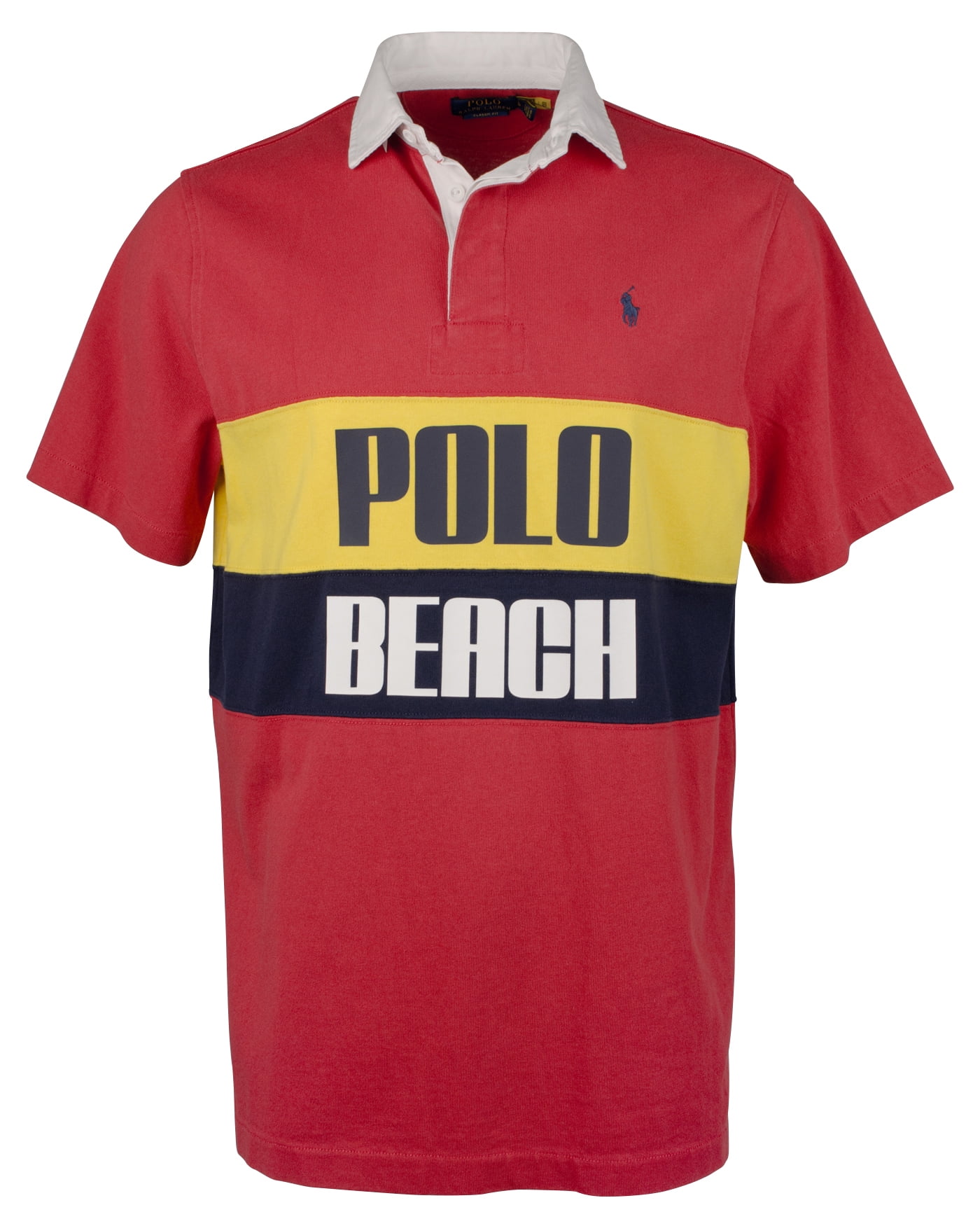 ウェア Polo by Ralph Lauren  BEACH Rugby Men's Classic Fit Short Sleeve Polo Shirt RdMlt Large - Walmart.com