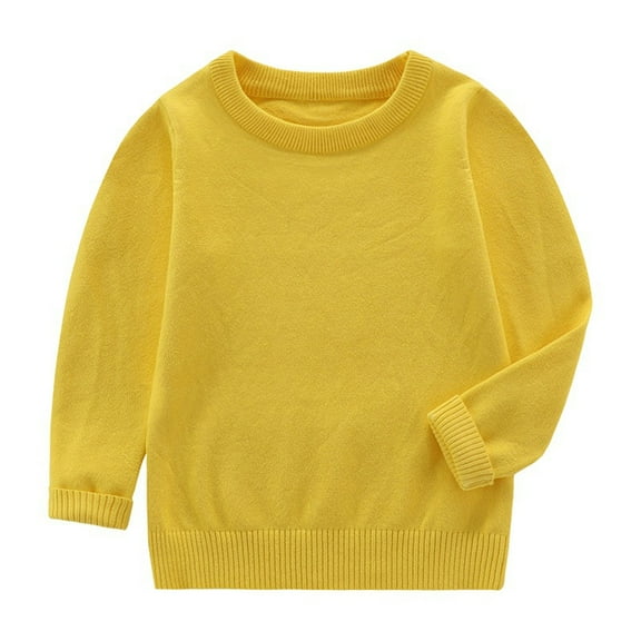 Generic Warm Clothes for Little Girls Toddler Boys Girls Fall Winter Round Neck Pullover Solid Color Knitted Sweater College Style Daily Wear