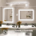 thumbnail image 6 of 20x 28 Inch Rectangle LED lights Bathroom Mirror for Wall, Black Aluminum Framed Anti-Fog Vanity Mirror with Lights , Memory Function, Dimmable Lighted with 3 color  (Horizontal/Vertical), 6 of 16