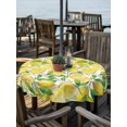 thumbnail image 2 of Outdoor Tablecloth with Umbrella Hole for Patio/Picnic/Party/Camping, Watercolor Lemon Filling Waterproof Table Cloth Round Cover Washable, Summer Botanical Leaves (Dia 60"), 2 of 8