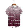 thumbnail image 2 of Penkiiy Men's Short Sleeve Button Down Vintage Bowling Stripe Printing Shirts Hawaiian Casual Printed Beach Shirt Summer Regular Fit Top S Wine, 2 of 4