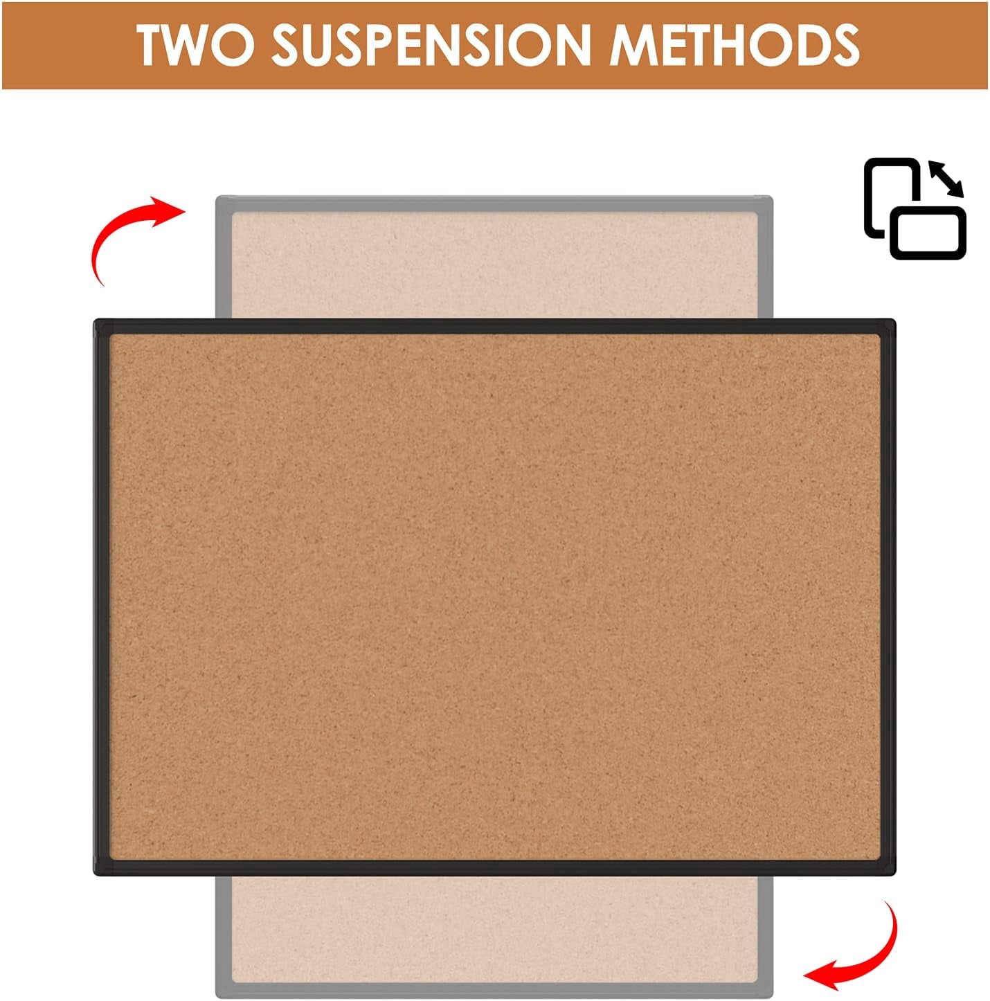 48 x 36, Black Aluminium Framed 4x3 Corkboard , Large Wall Mounted Notice Board with 18 Push Pins for School, Home & Office